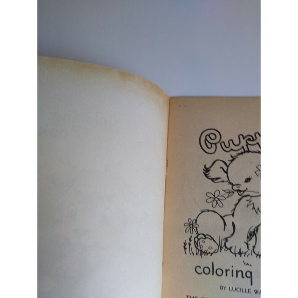 Big Little Book Puppy Coloring 180 Saalfield Unused NOS Cute Dog In Flower Bed - Picture 7 of 12